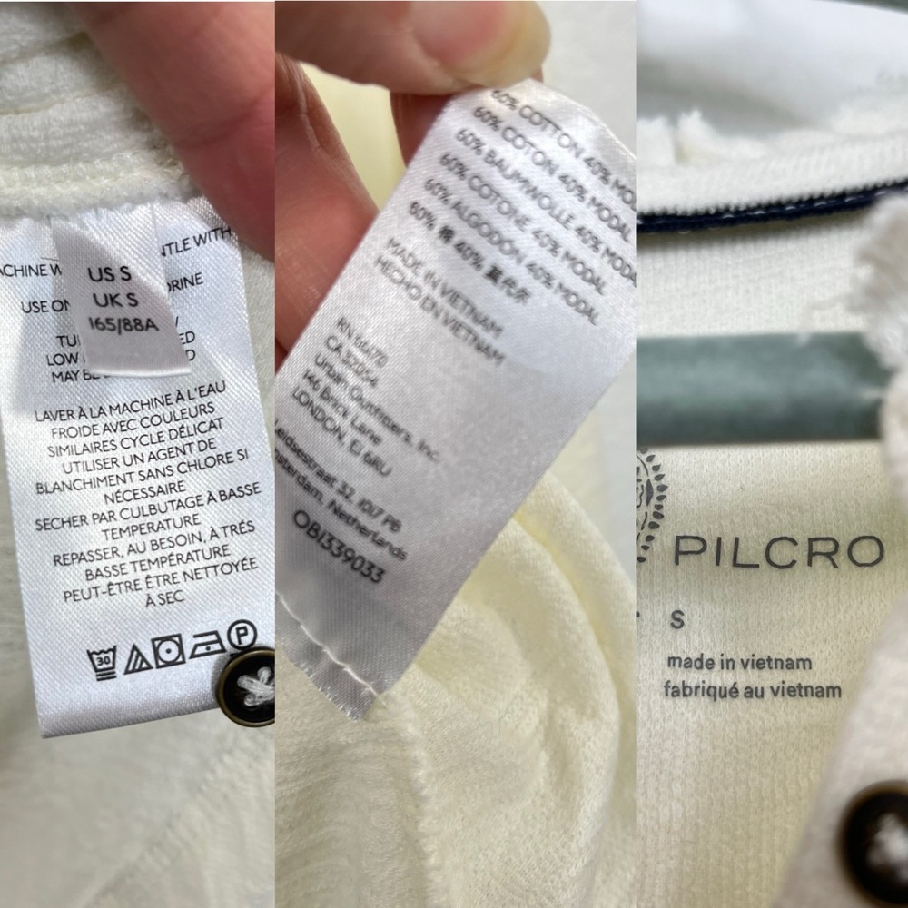 Pilcro Anthropologie Ruffled Henley Top size Small Creme Knit‎ Shirt Longsleeve - Picture 6 of 9